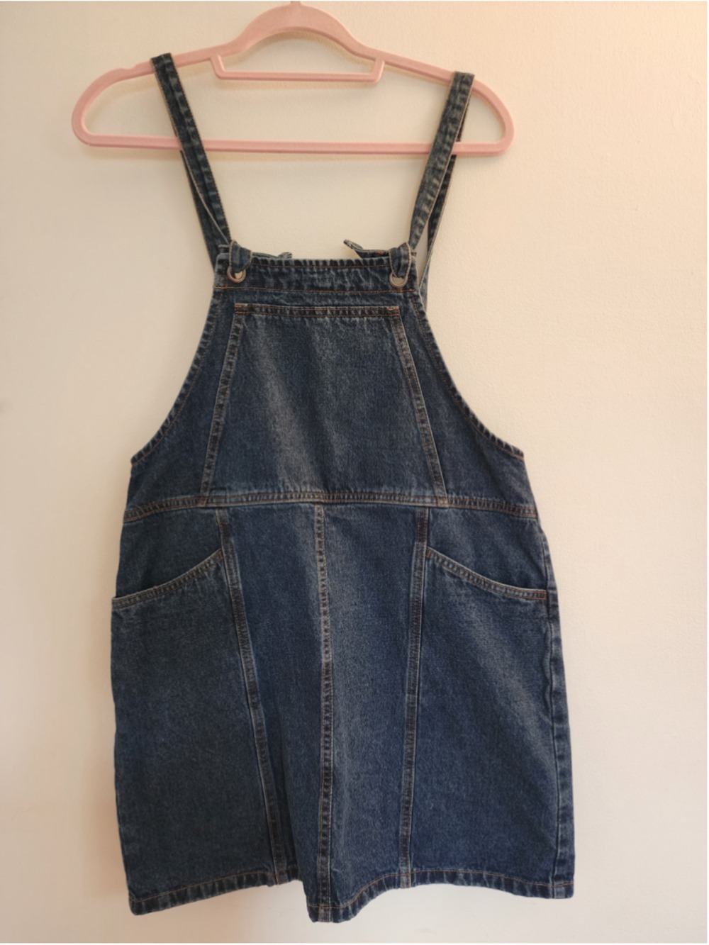 Cotton On‎ 91 Blue Denim Utility Pinafore Overall Mini Dress - US 8
